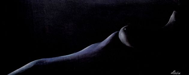 Painting titled "silver line" by Puneet Sinha, Original Artwork, Oil