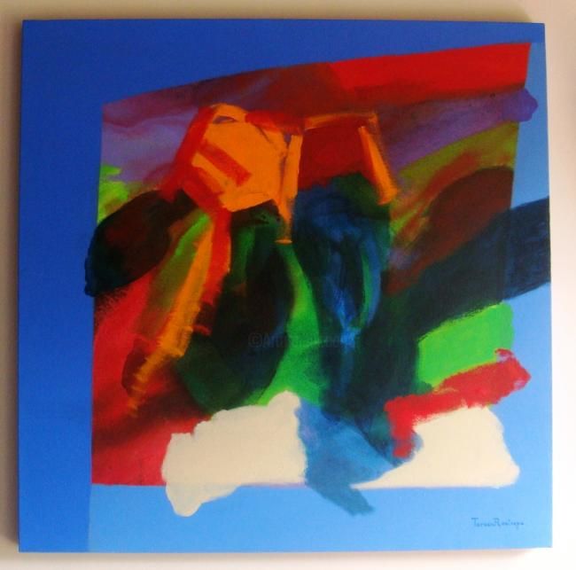Painting titled "Tu y Yo en la playa" by Teresa Restrepo De Saravia, Original Artwork, Oil