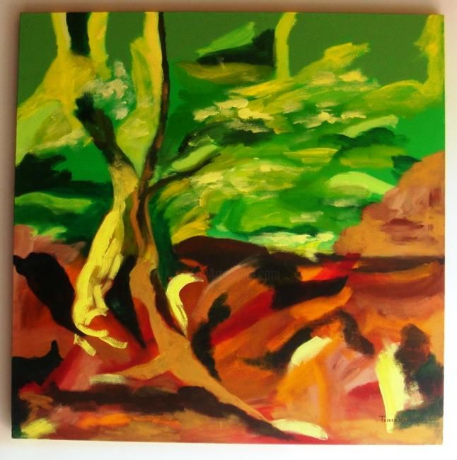 Painting titled "Ventisca en el Cari…" by Teresa Restrepo De Saravia, Original Artwork, Oil