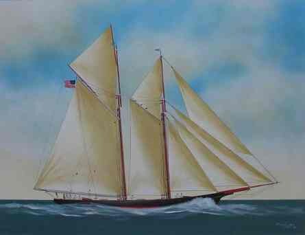 Peinture intitulée "Goelette "Columbia"…" par Philippe Conrad, Œuvre d'art originale