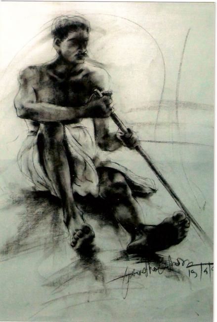 Drawing titled "indian male model" by Aaron Thokchom, Original Artwork
