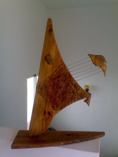Sculpture titled "Dias de playa" by J.Arias, Original Artwork, Wood