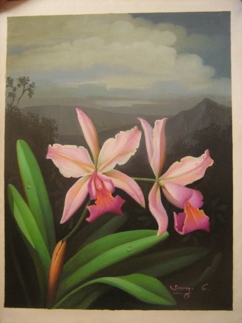 Painting titled "orquidea" by Domcas, Original Artwork