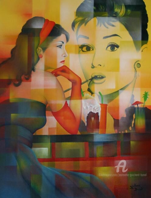Peinture intitulée "la fille du motel" par Jeannette Guichard-Bunel, Œuvre d'art originale, Huile