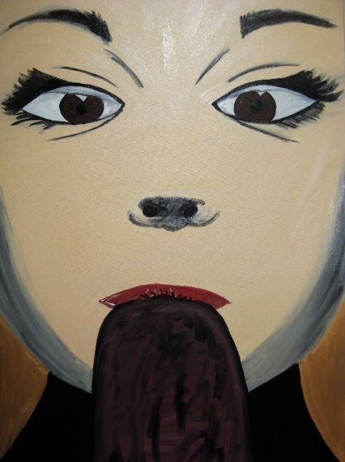 Schilderij getiteld ""Tapo a minha boca…" door Maria Teresa Duarte, Origineel Kunstwerk