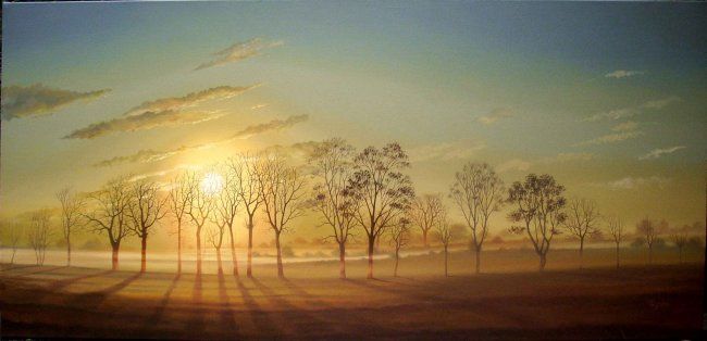 Painting titled "Road -Le chemin" by Gyuri Lohmuller, Original Artwork, Oil