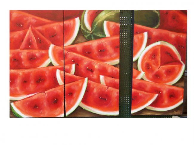 Painting titled "Sandias" by Cecilia Ceballos, Original Artwork