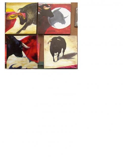 Painting titled "toros" by Cecilia Ceballos, Original Artwork
