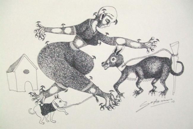 Drawing titled "self bound" by Shrikant Ranga, Original Artwork