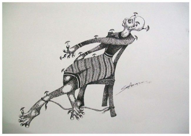 Drawing titled "self bound" by Shrikant Ranga, Original Artwork