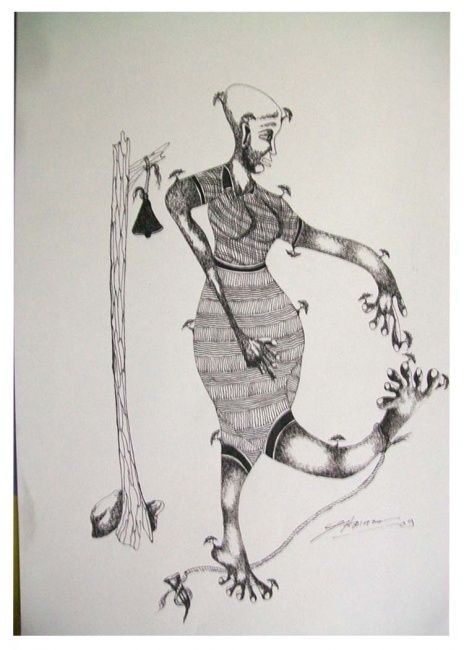 Drawing titled "self bound" by Shrikant Ranga, Original Artwork