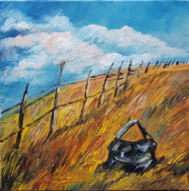 Painting titled "Gold field" by Nathalia Chipilova, Original Artwork, Oil