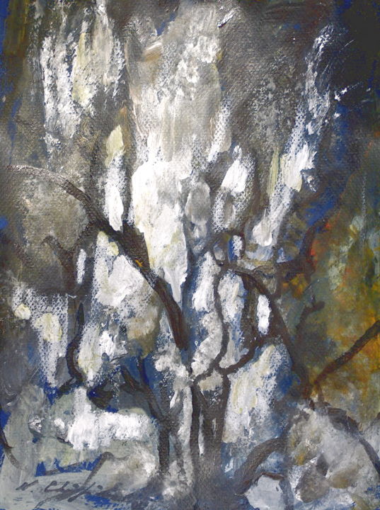 Peinture intitulée "Dark forest" par Nathalia Chipilova, Œuvre d'art originale, Acrylique
