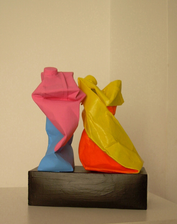 Sculpture titled "WOMEN TALKING -…" by Luccia Lignan, Original Artwork, Wood