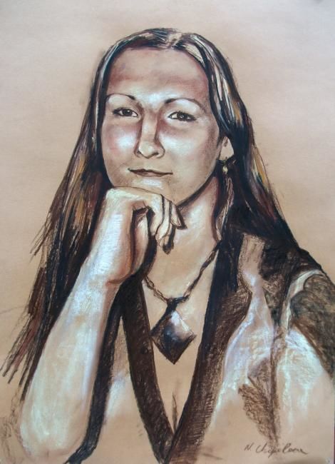 Drawing titled "Clémence" by Nathalia Chipilova, Original Artwork, Pastel