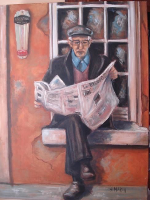 Painting titled "Les nouvelles" by Serge Marin, Original Artwork