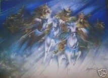 Ζωγραφική με τίτλο "CAVALIERS SAMOURAI" από Raymond Poulet, Αυθεντικά έργα τέχνης