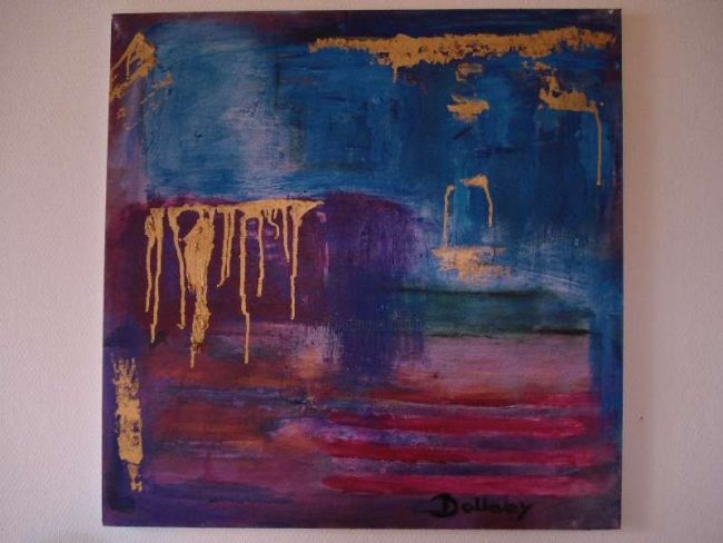 Painting titled "Blue and bronze" by Ballebyart, Original Artwork, Oil