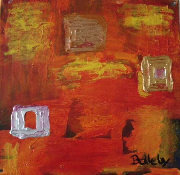 Painting titled "orange and silver" by Ballebyart, Original Artwork