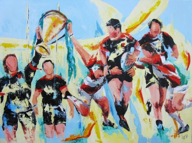 Rugby Toulouse 绘画, 23.6x31.5 in