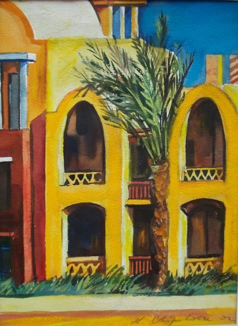 Painting titled "Tunisie" by Nathalia Chipilova, Original Artwork, Watercolor