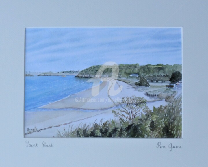 Gravures & estampes intitulée "Saint Cast Plage de…" par Armelle Cailly, Œuvre d'art originale, Impression numérique Monté s…