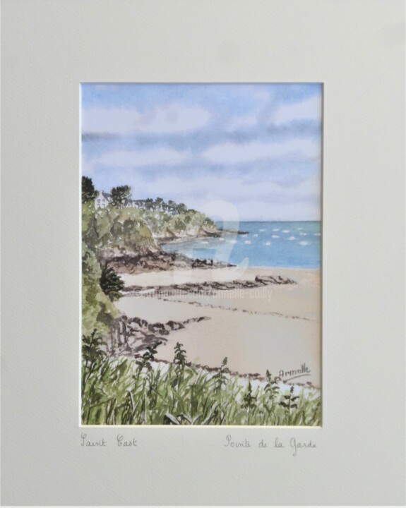 Gravures & estampes intitulée "Saint Cast Plage de…" par Armelle Cailly, Œuvre d'art originale, Impression numérique Monté s…