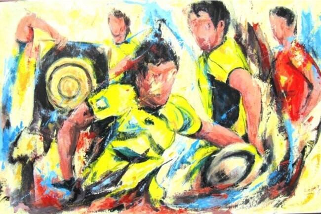 Enfin Clermont Rugby 绘画, 12.6x19.7 in