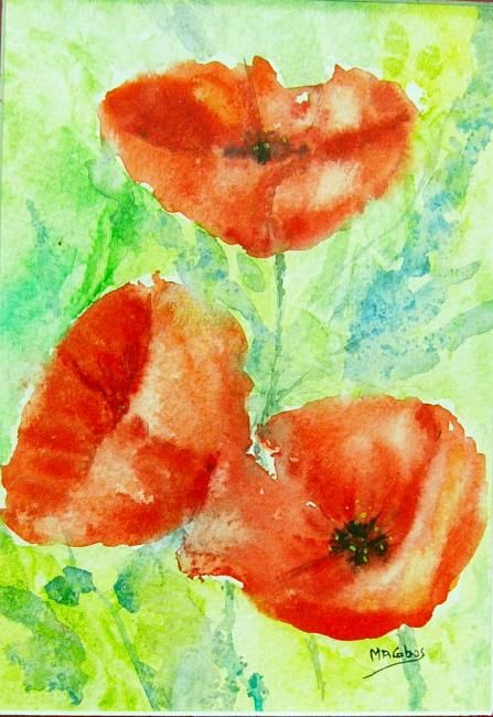 Peinture intitulée "Coquelicots II" par Marian Cobos, Œuvre d'art originale