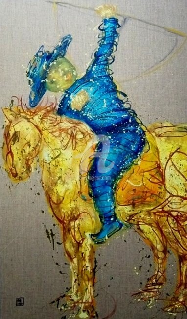 Painting titled "Dans les toiles" by Li Chen, Original Artwork, Oil