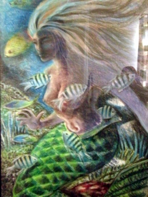 Painting titled "Mermaide" by Akber Sami, Original Artwork, Oil