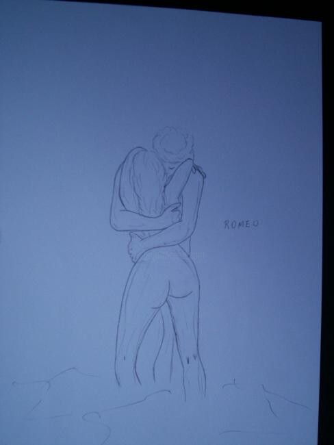 Desenho intitulada "ABRAÇO CARINHOSO" por Romeo Zanchett, Obras de arte originais