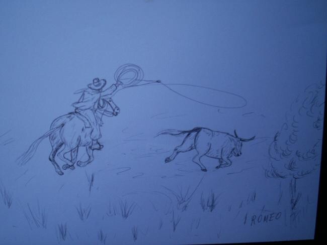 Desenho intitulada "BOI FUJÃO" por Romeo Zanchett, Obras de arte originais