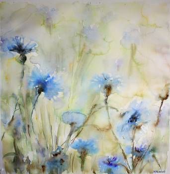 Malerei mit dem Titel "Inspired by blue" von Monika, Original-Kunstwerk