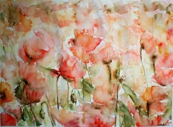 Malerei mit dem Titel "Poppies" von Monika, Original-Kunstwerk