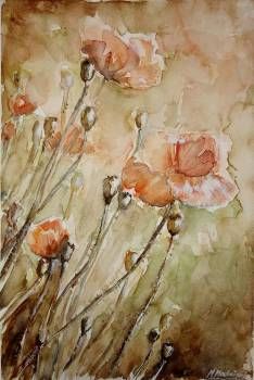 Malerei mit dem Titel "Poppies 2" von Monika, Original-Kunstwerk