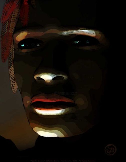 Painting titled "Apache Dream" by Cebarre, Original Artwork, Oil