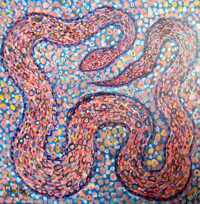 绘画 标题为“Dreamtime Snake” 由Ray Johnstone, 原创艺术品