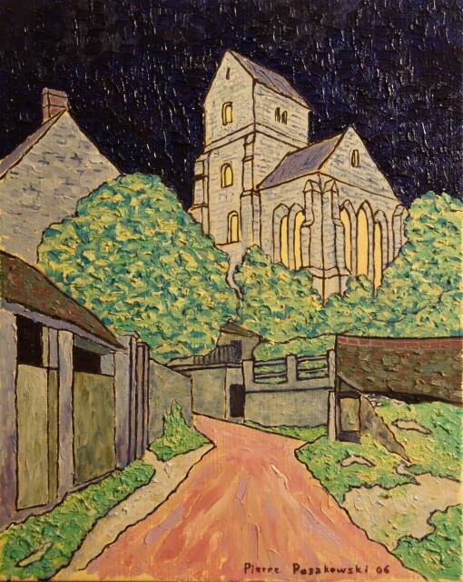 Peinture intitulée "Eglise de Brumetz -…" par Pierre Paszkowski, Œuvre d'art originale, Huile