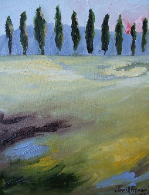 Painting titled "Skagit Poplars" by Janel Bragg, Original Artwork, Oil