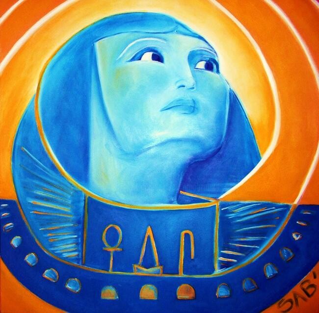 Sphinx Bleu 绘画, 39.4x39.4 in