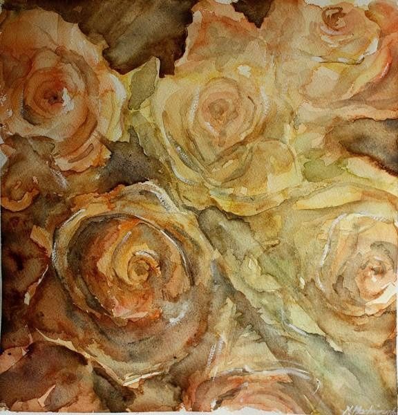 Malerei mit dem Titel "roses" von Monika, Original-Kunstwerk