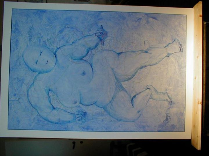 Painting titled "Même les rondes son…" by Michel Mangon, Original Artwork