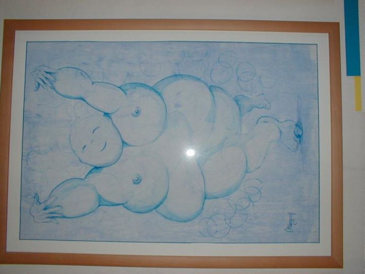 Painting titled "Même les rondes so…" by Michel Mangon, Original Artwork