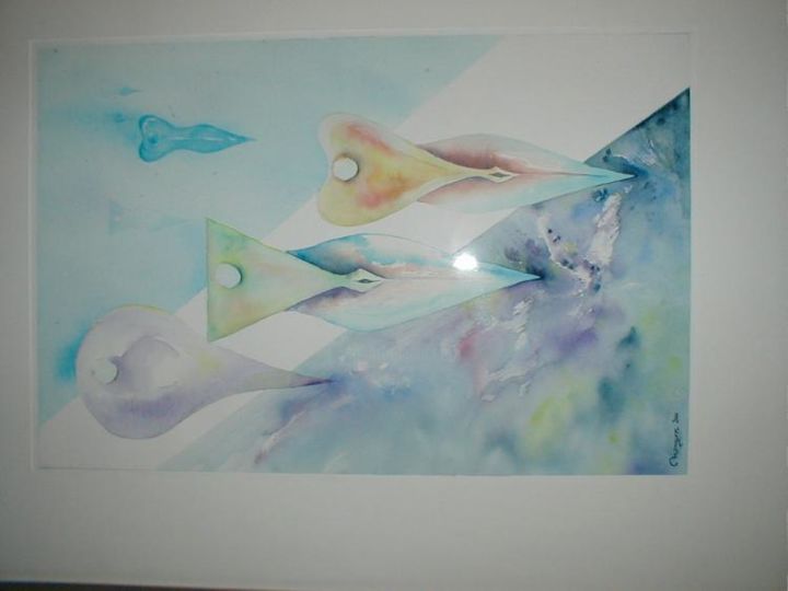 Painting titled "plongée" by Michel Mangon, Original Artwork, Oil