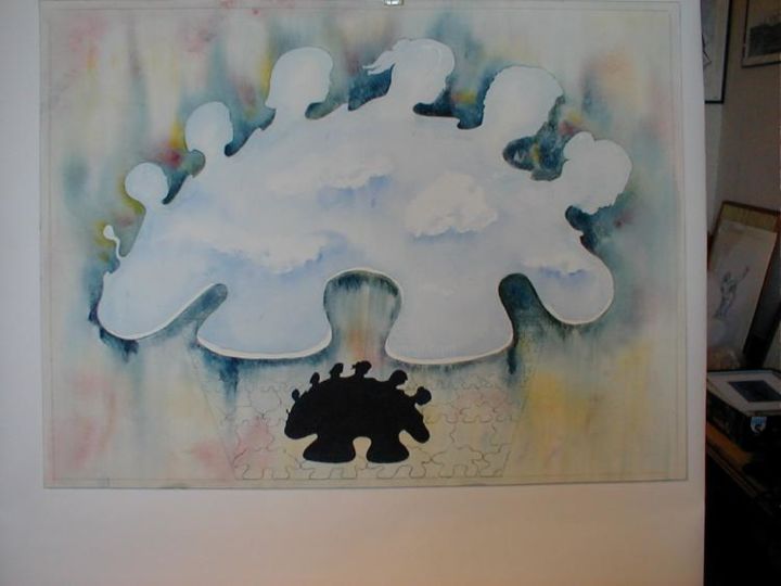 Painting titled "Génération " by Michel Mangon, Original Artwork