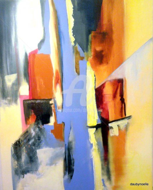 Peinture intitulée "aplat bleu" par Noëlle Dauby, Œuvre d'art originale, Huile