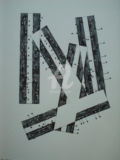 Peinture intitulée "partition 3_lettre M" par Serge Chamchinov, Œuvre d'art originale, Autre