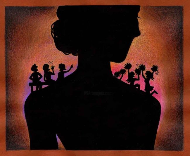 Collages intitulée "Cheers and Jeers" par Laura Lee Gulledge, Œuvre d'art originale