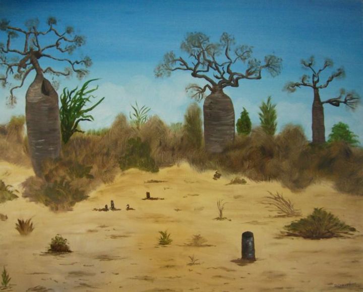 Peinture intitulée "BALLADE EN AFRIQUE" par Dany Champeme, Œuvre d'art originale, Huile